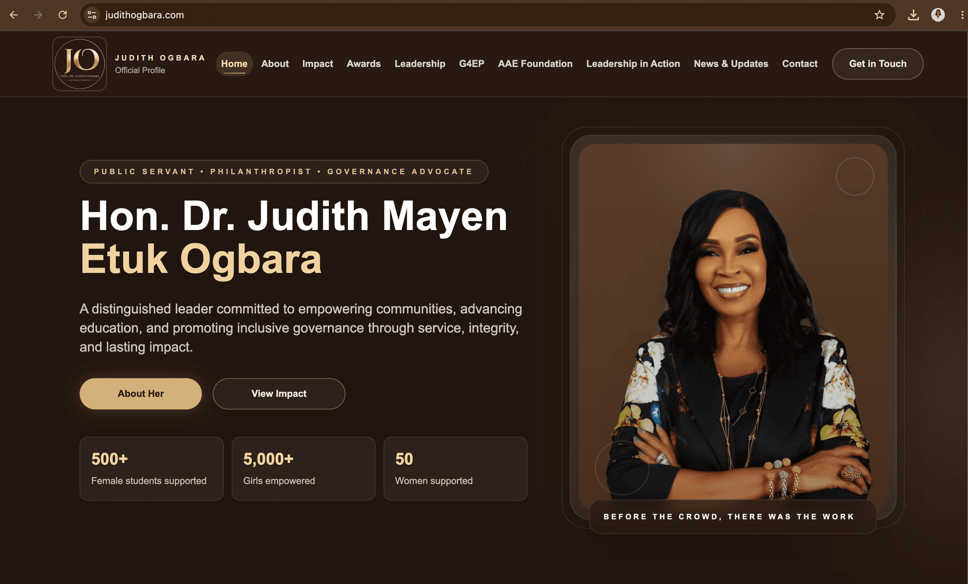 Hon. Dr. Judith Ogbara website preview