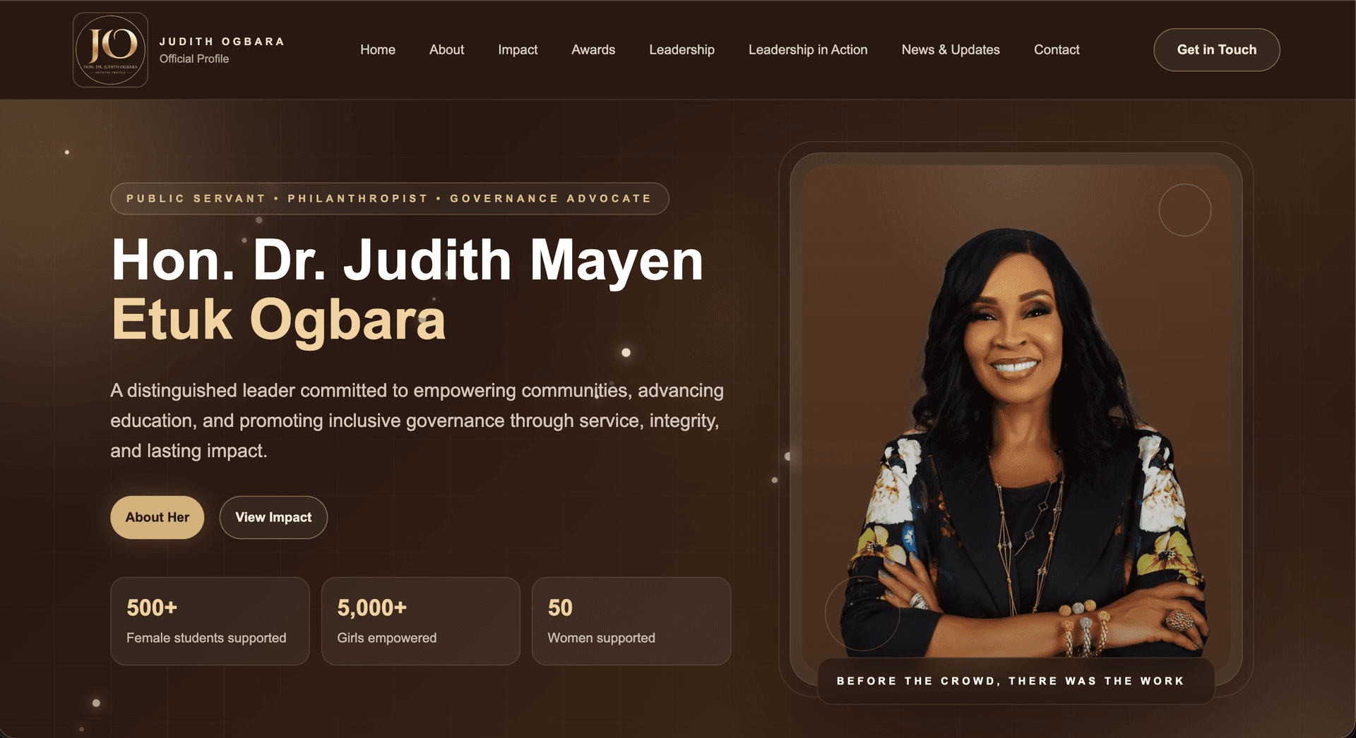 Hon. Dr. Judith Ogbara website preview